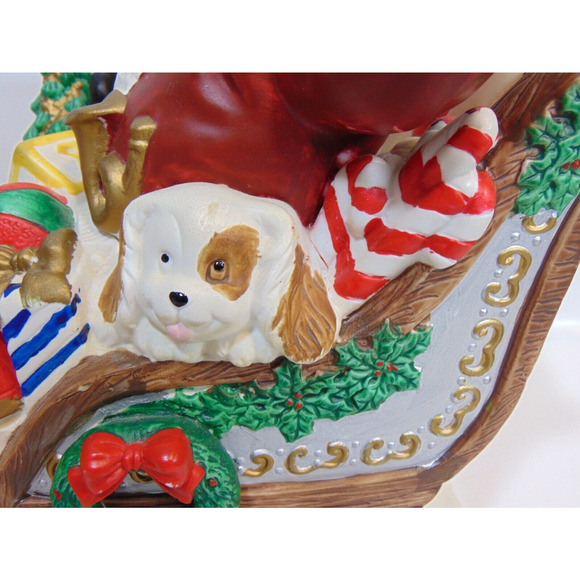 Vintage Christmas Santa Clause With Sleigh Centerpiece Presents Decor Box 10.5" - Picture 10 of 16